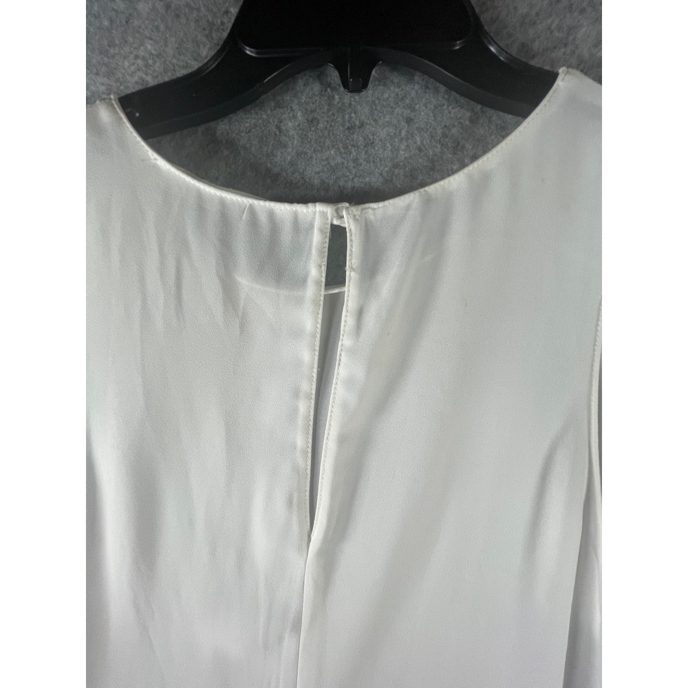 Lush Women Ivory White Sleeveless High Low Blouse Keyhole Back Side Slit Small - Picture 12 of 13